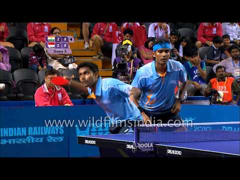 Achanta Sarath Kamal &amp; Subhajit Saha win gold in Men&#039;s Doubles Table Tennis