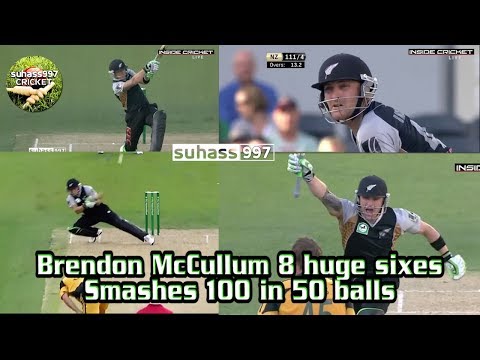 8 towering sixes - McCullum 116*(56 balls)vs AUSTRALIA(Fastest t20 International Century ever)