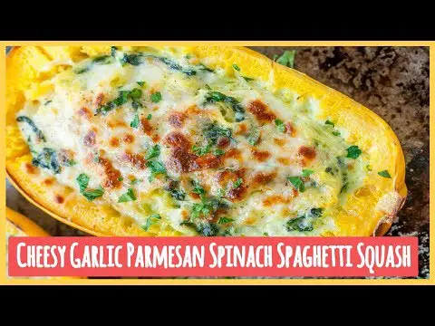 Cheesy Garlic Parmesan Spinach Spaghetti Squash
