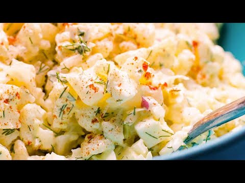 CAULIFLOWER POTATO SALAD | low carb salad recipe perfect for potluck