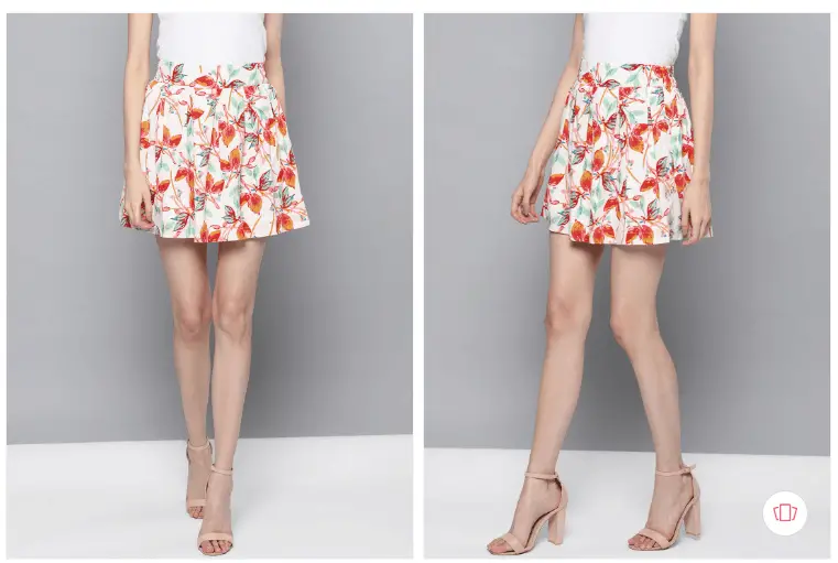 Gossip Girl Fashion: Buy off-white coral-red-printed-mini skirt from Myntra