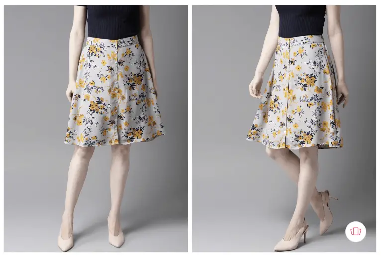  Fashion steals from Gossip Girl: women grey navy blue floral print skirt from Myntra 