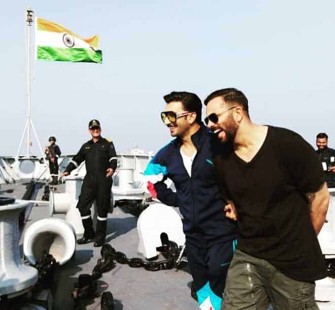 Rohit Shetty and ranveer singh with indian navy