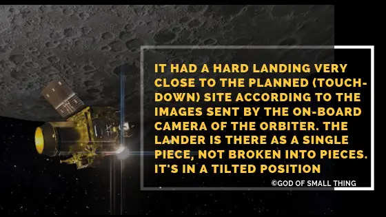 Latest Info on Vikram lander The lander is lying in a tilted position Chandrayaan 2 latest information