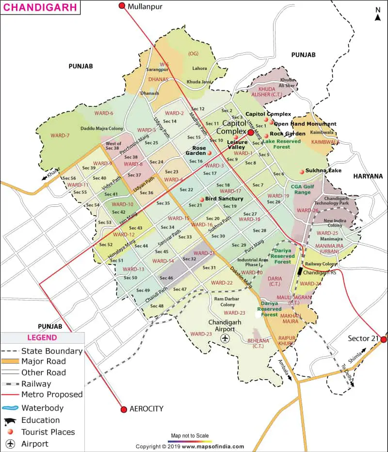 Tourist Map of chandigarh