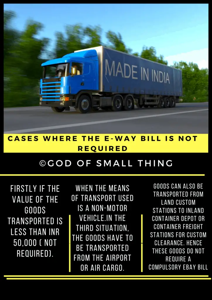cases where the e-way bill is not required