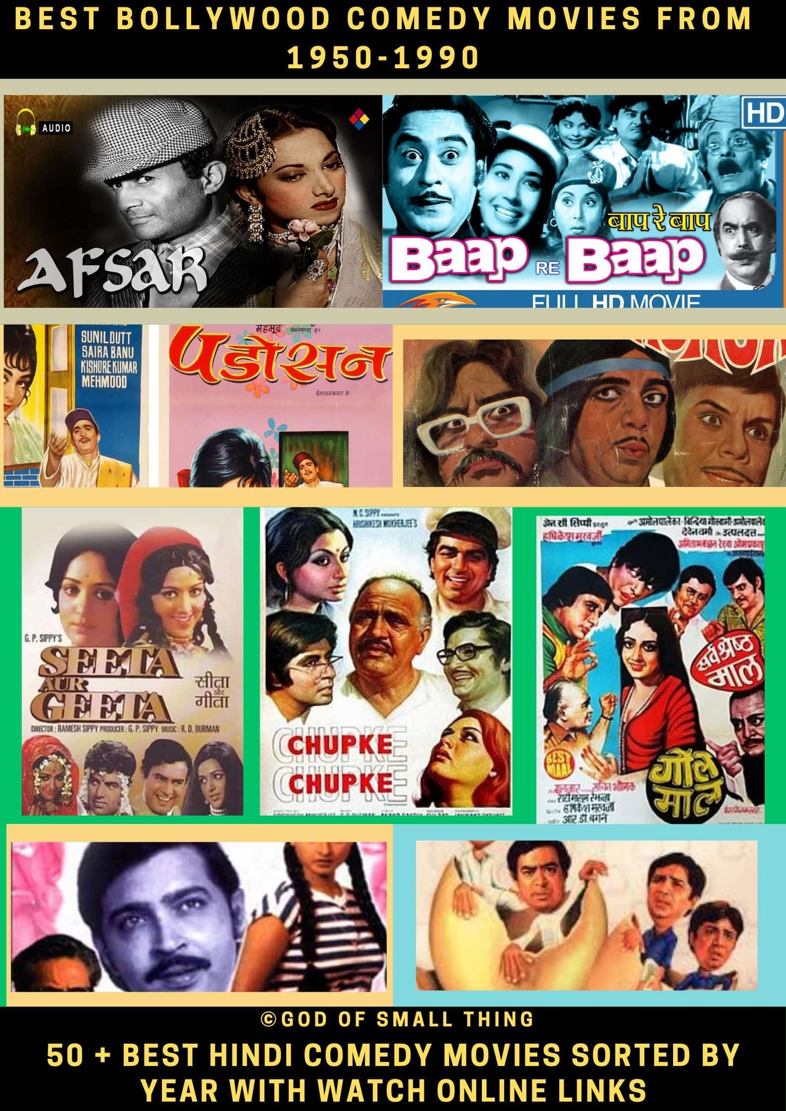 Best Bollywood comedy movies from 1950-1990