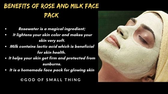 instant face glow pack: Rose and Milk face pack