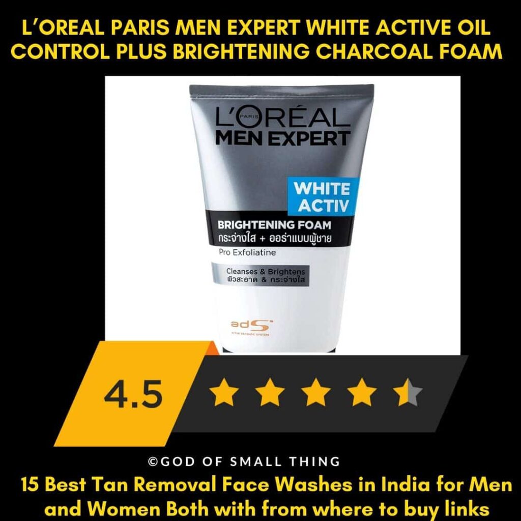 L’Oreal Paris men expert white active oil control plus brightening charcoal foam