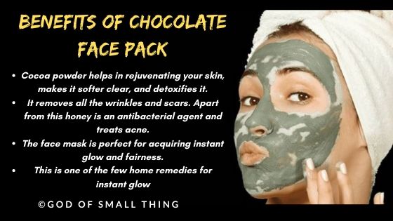 home remedies for instant glow Chocolate face pack
