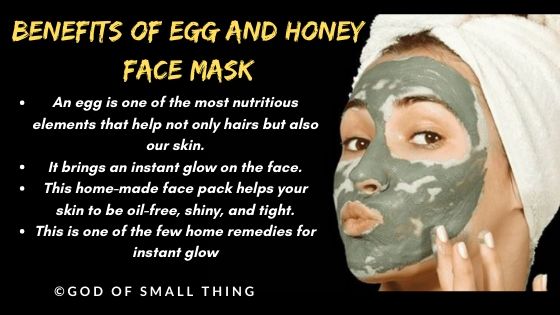 home remedies for instant glow Egg and honey face mask