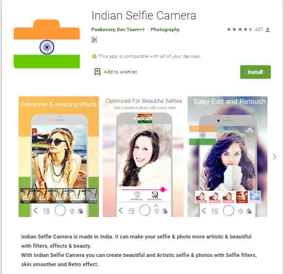 Indian Selfie Camera app