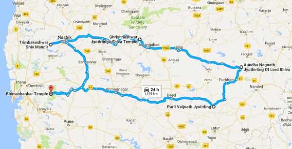 Jyotirlinga in Maharashtra Map