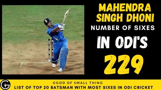 Number of Sixes by Mahendra Singh Dhoni