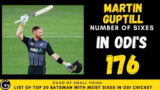 Number of Sixes by Martin Guptill