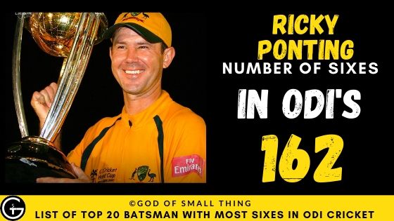 Number of Sixes by Ricky Ponting
