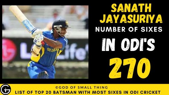 Number of Sixes by Sanath Jayasuriya