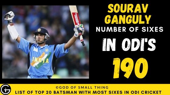 Number of Sixes by Sourav Ganguly