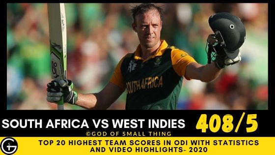 South Africa Vs West Indies High Score