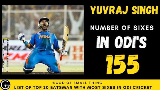 Number of Sixes by Yuvraj Singh