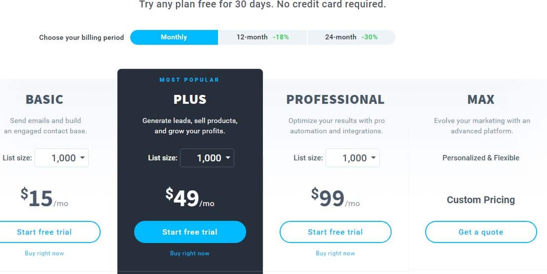 GetResponse Pricing and Plans