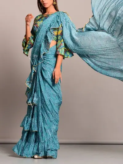 Blue Trendy Lightweight Designer Saree