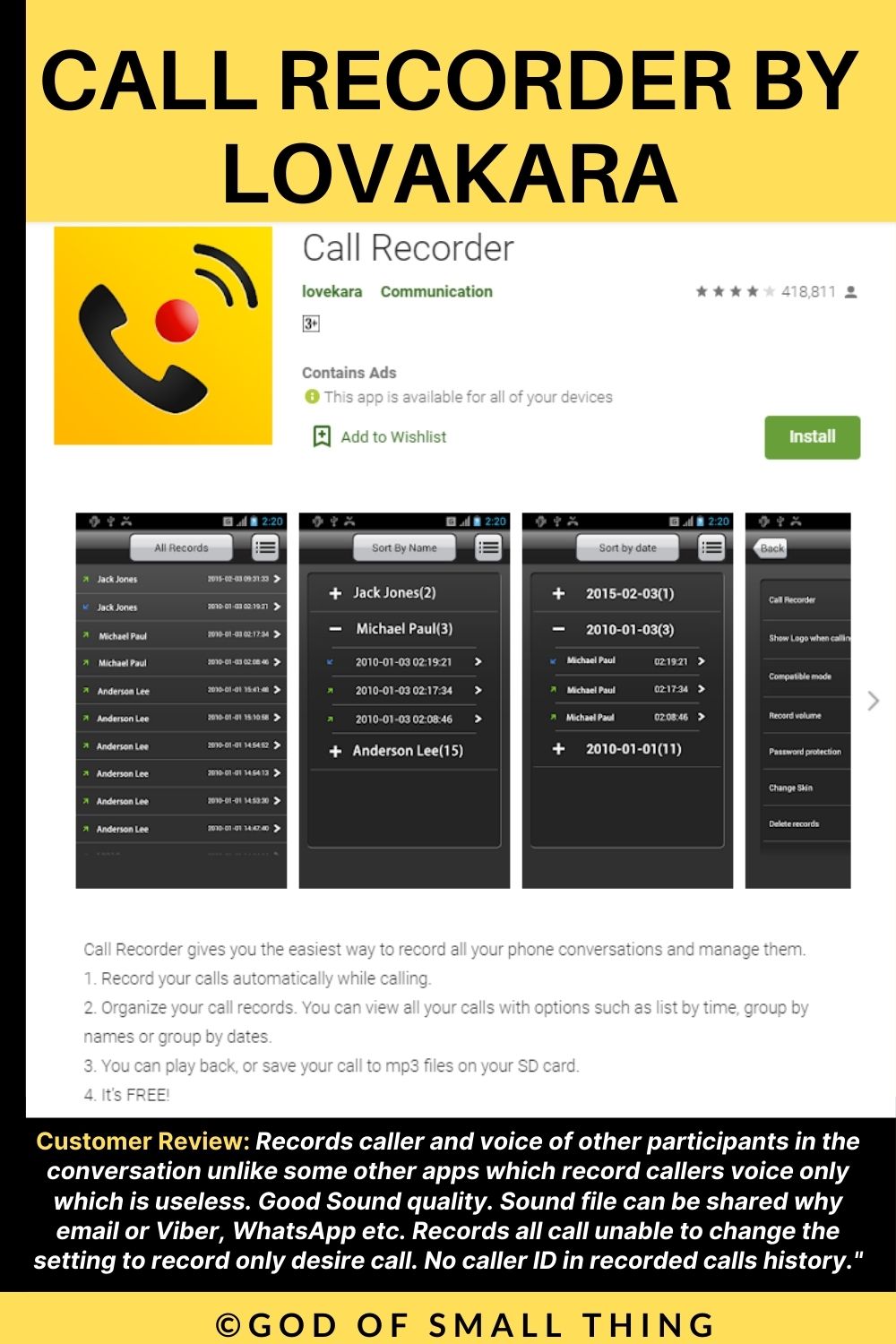 Call recorder by lovakara