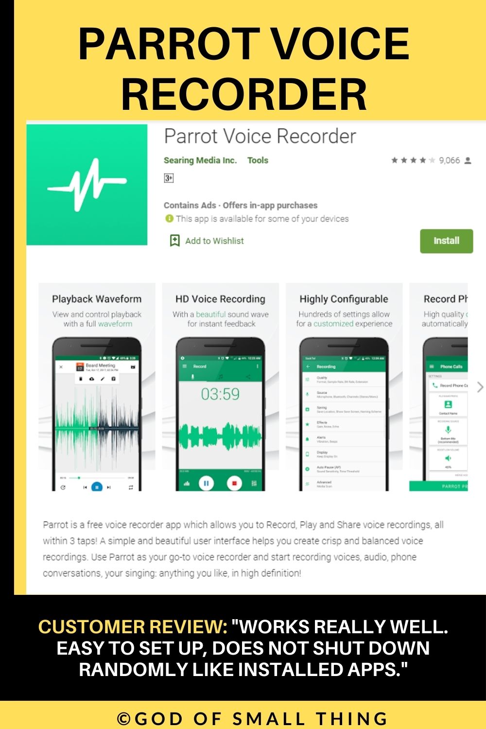 Parrot voice recorder call recording app