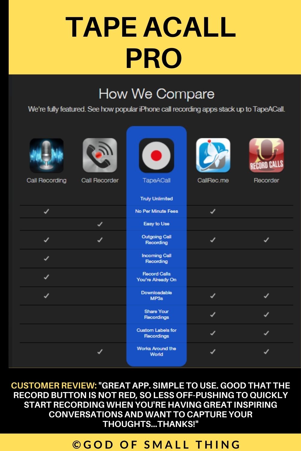 Tape Acall pro call recording app