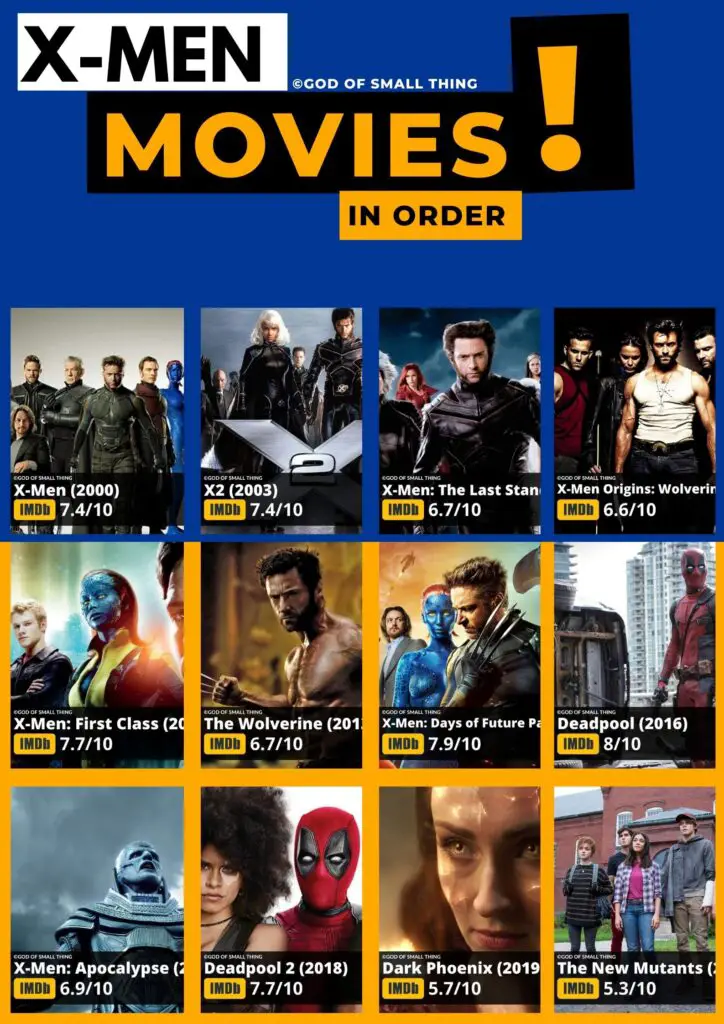 X MEN Movies List